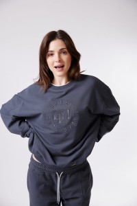 Bluza oversize Horse Lover Club grafitowa